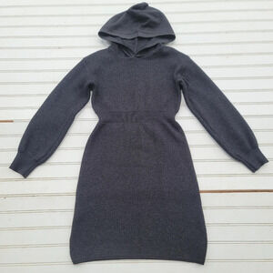 Danna Belle Hooded Sweater Dresses Girls Ribbed Charcoal Gray Long Sleeve Sz 12
